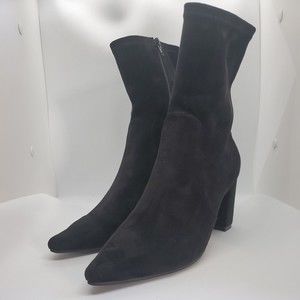 Anthropology Boots Womens 8/39 Silent D Nider Black Micro Suede Calf Pointed Toe